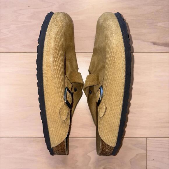 Birkenstock Boston Corduroy Cork Brown Suede Embossed Leather Women's 8 - Picture 3 of 7